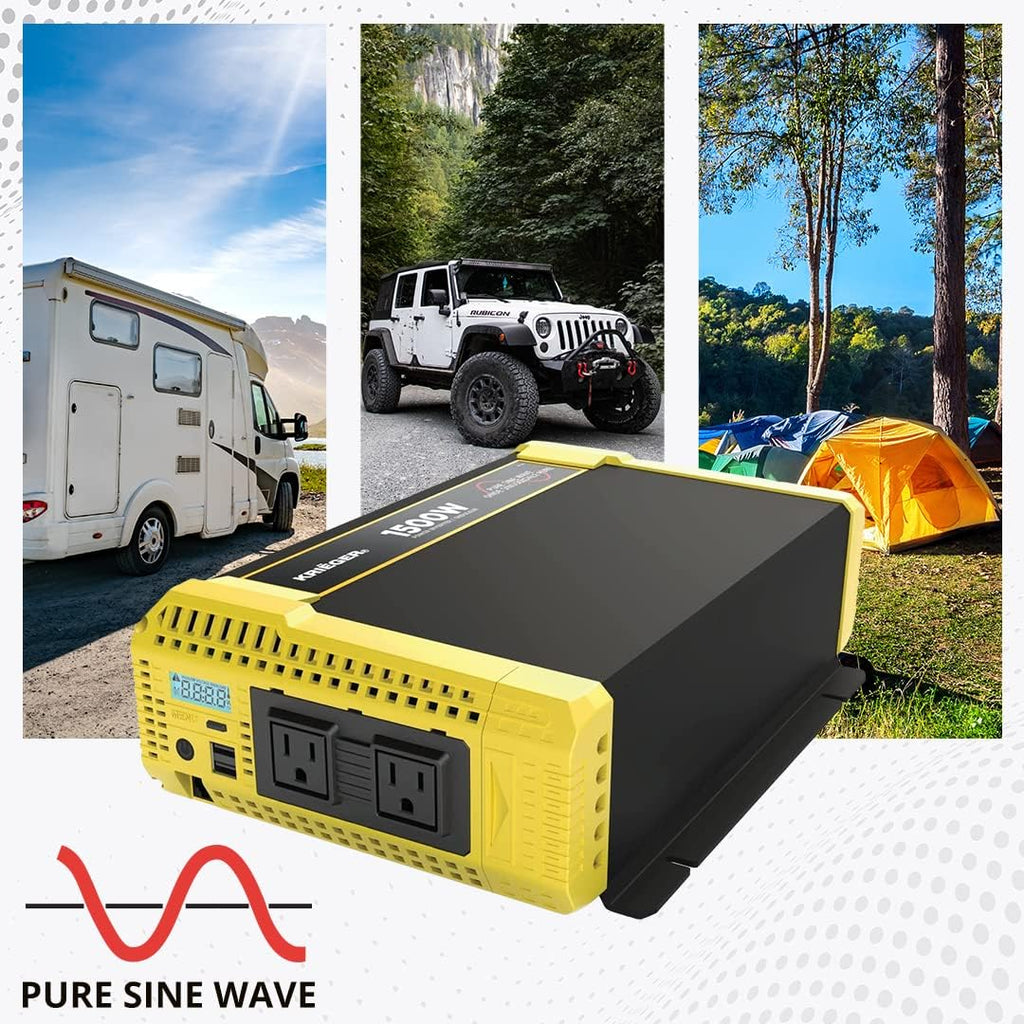 1500 Watt 12V Pure Sine Inverter Dual AC Outlets & USB B91324