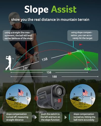 Golf Rangefinder with Slope, 6X Magnification, Rechargeable Battery B6166