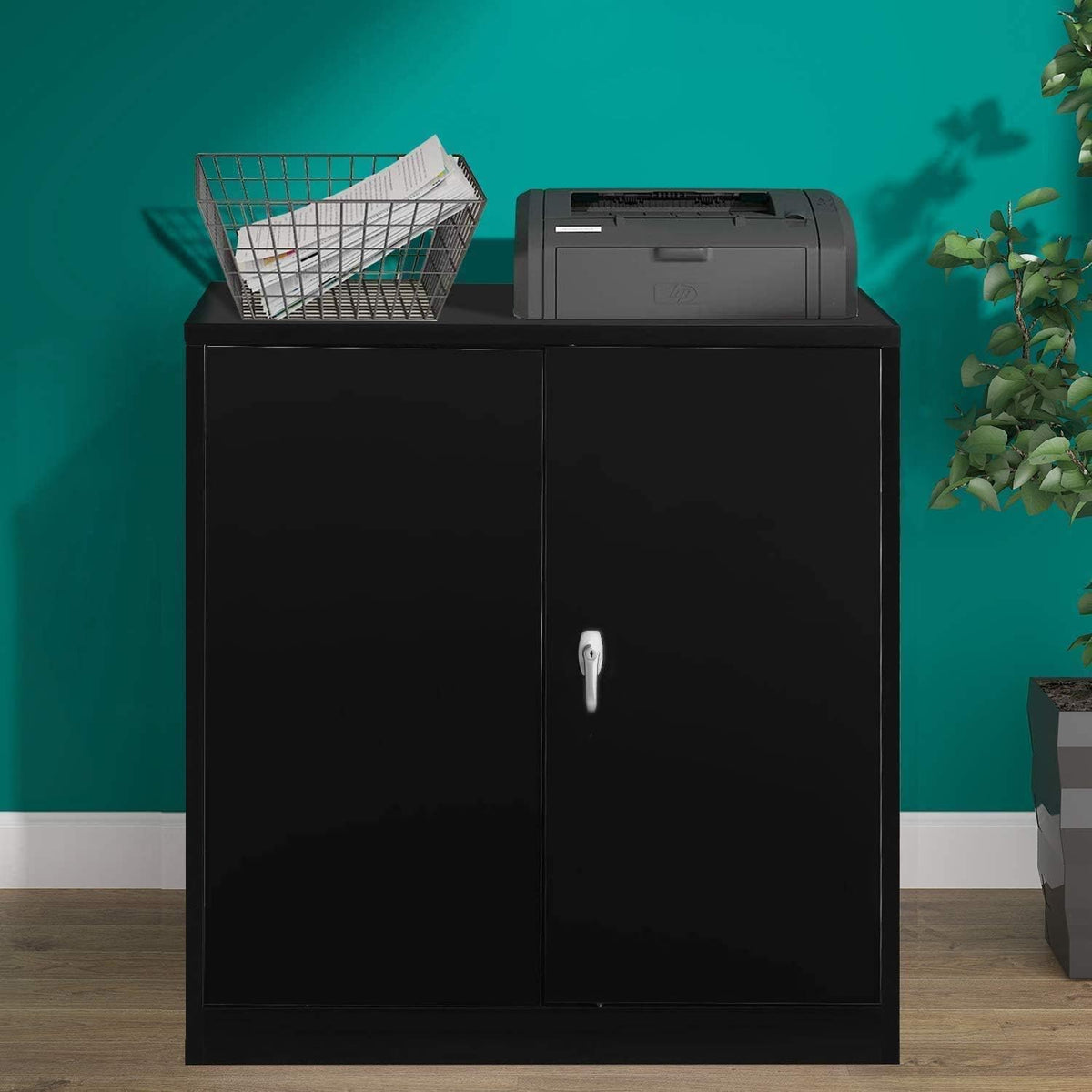 Lockable Steel Storage Cabinet with 2 Adjustable Shelves D53062