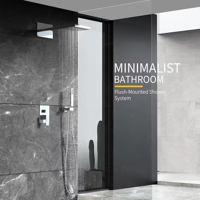Single Handle 3-Spray Shower Faucet with Waterfall Shower Head in Chrome I447759