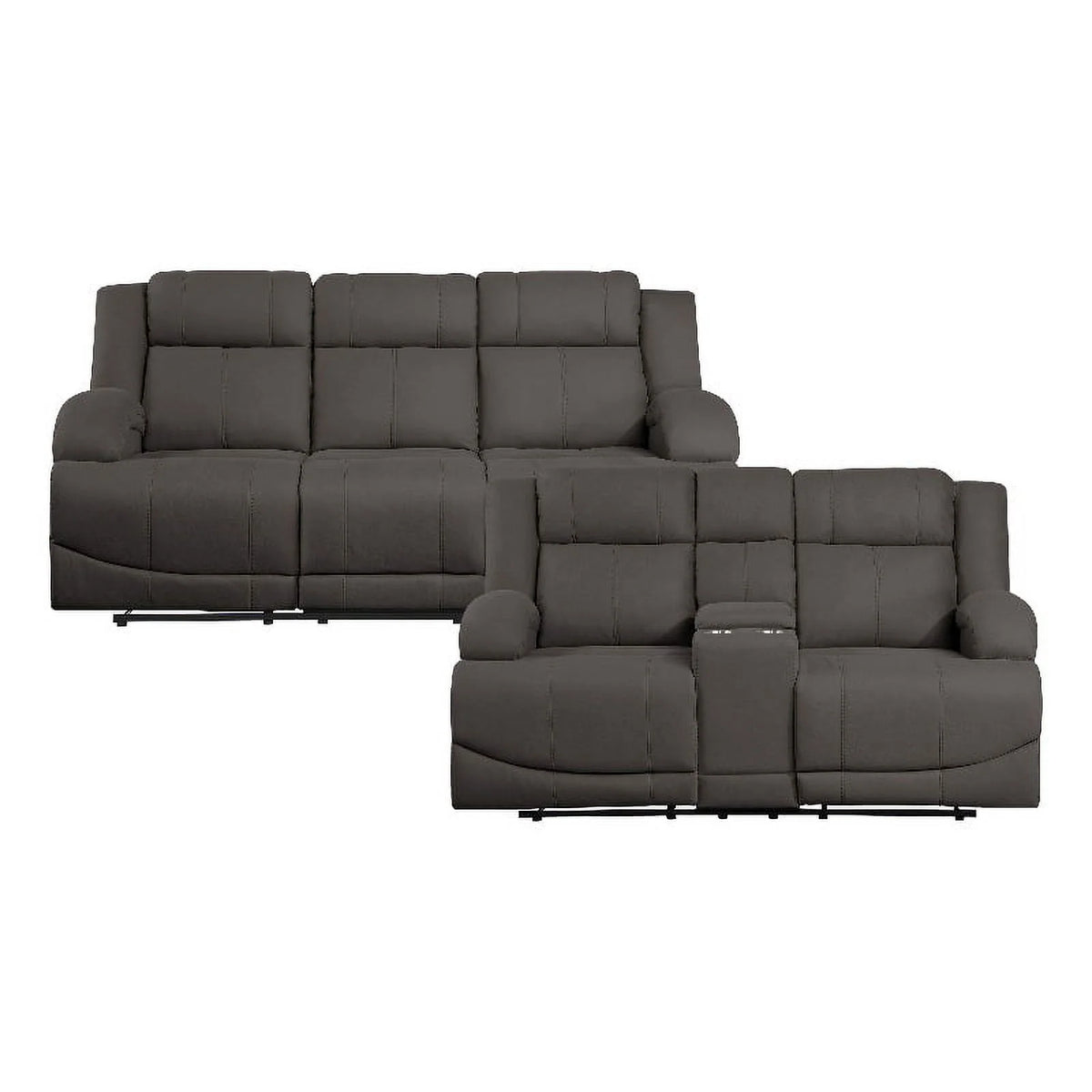 Chocolate Microfiber 2-Piece Manual Reclining Sofa Set N81365
