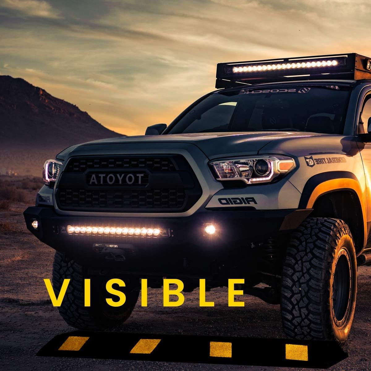 Black/Yellow Reflective Rubber Parking Block B22505