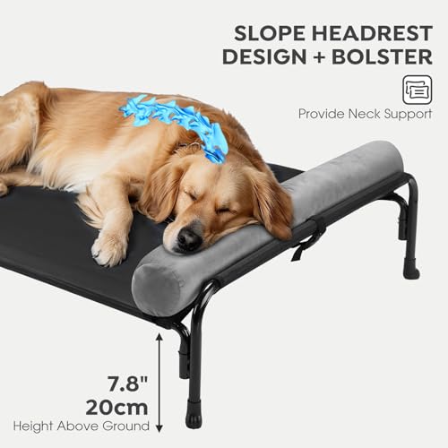Large Elevated Dog Bed with Removable Headrest Bolster J4884