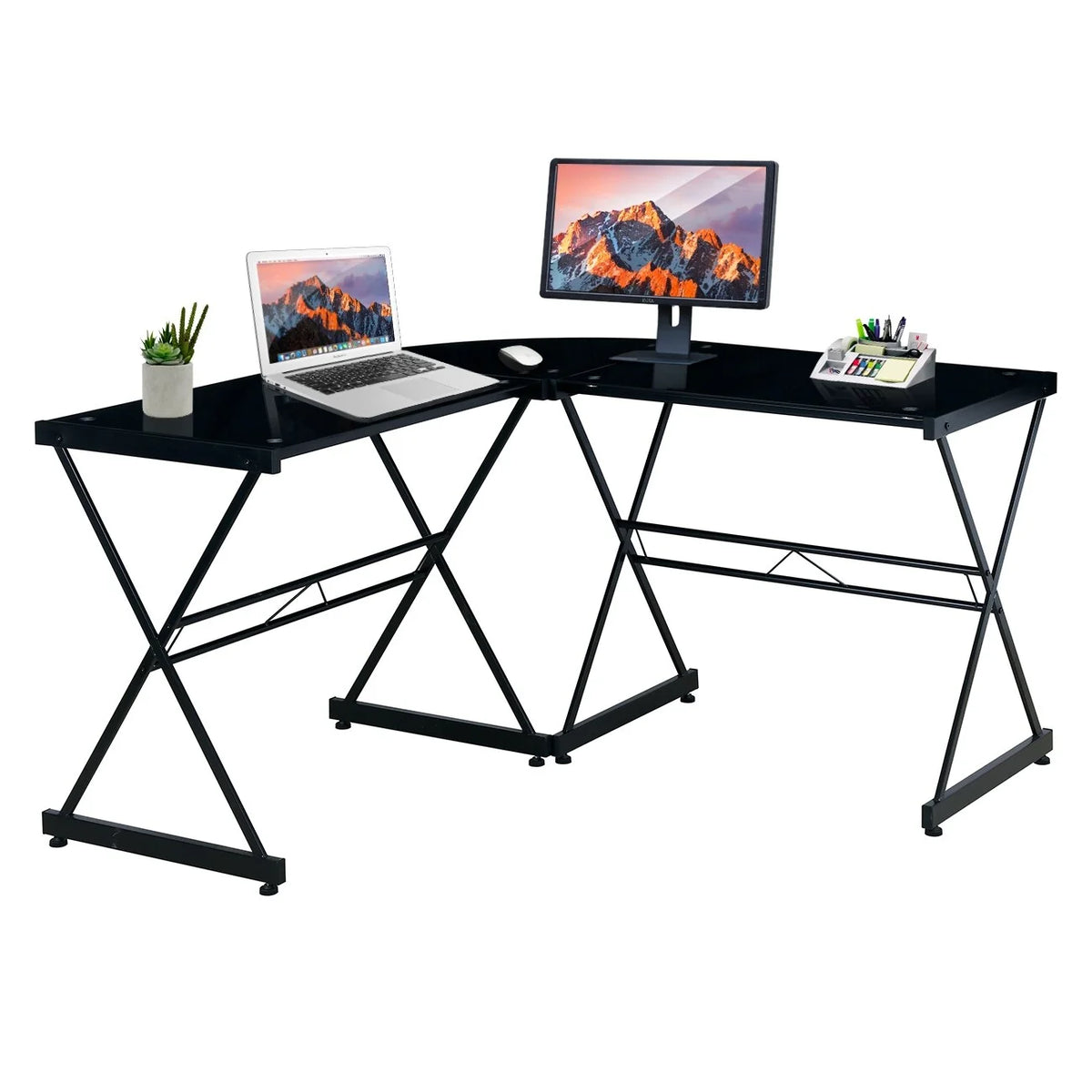 L-Shaped Glass Computer Desk N4497