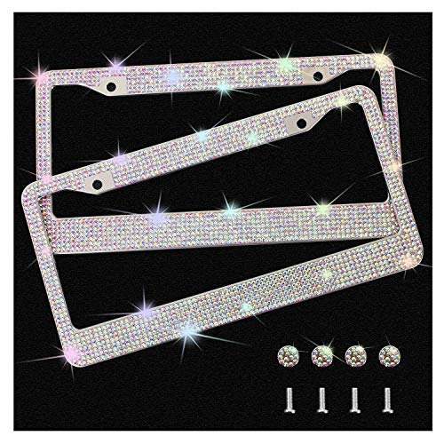 2 Pack Rhinestone Stainless Steel License Plate Frames M698