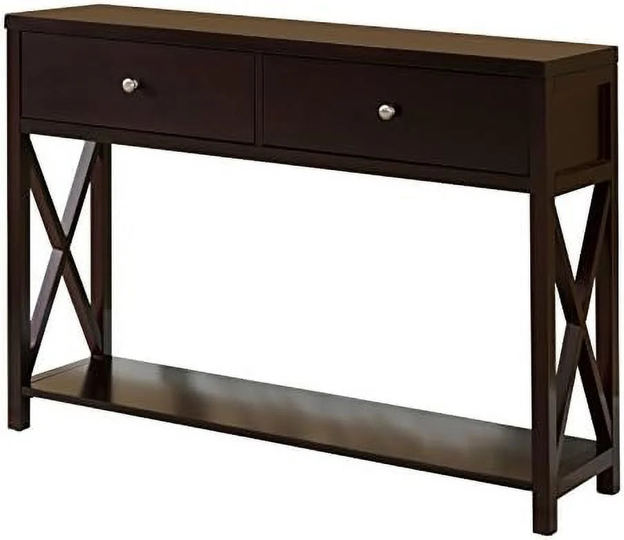 Cherry Console Sofa Entryway Table with Storage Shelf & Drawers H330