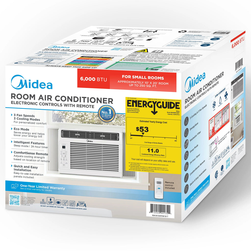 6,000 BTU 115V Window Air Conditioner with Remote, up to 250 sq ft, White L757492