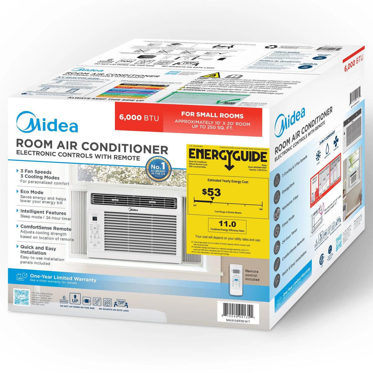6,000 BTU 115V Window Air Conditioner with Remote, up to 250 sq ft, White L757492