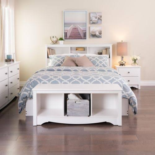 White Full/Queen Bookcase Headboard S9905