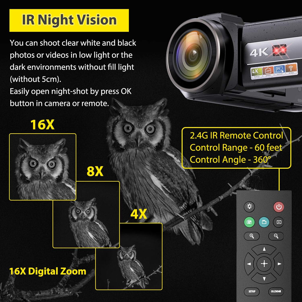 4K Video Camera WiFi Camcorder with 16X Digital Zoom V41916
