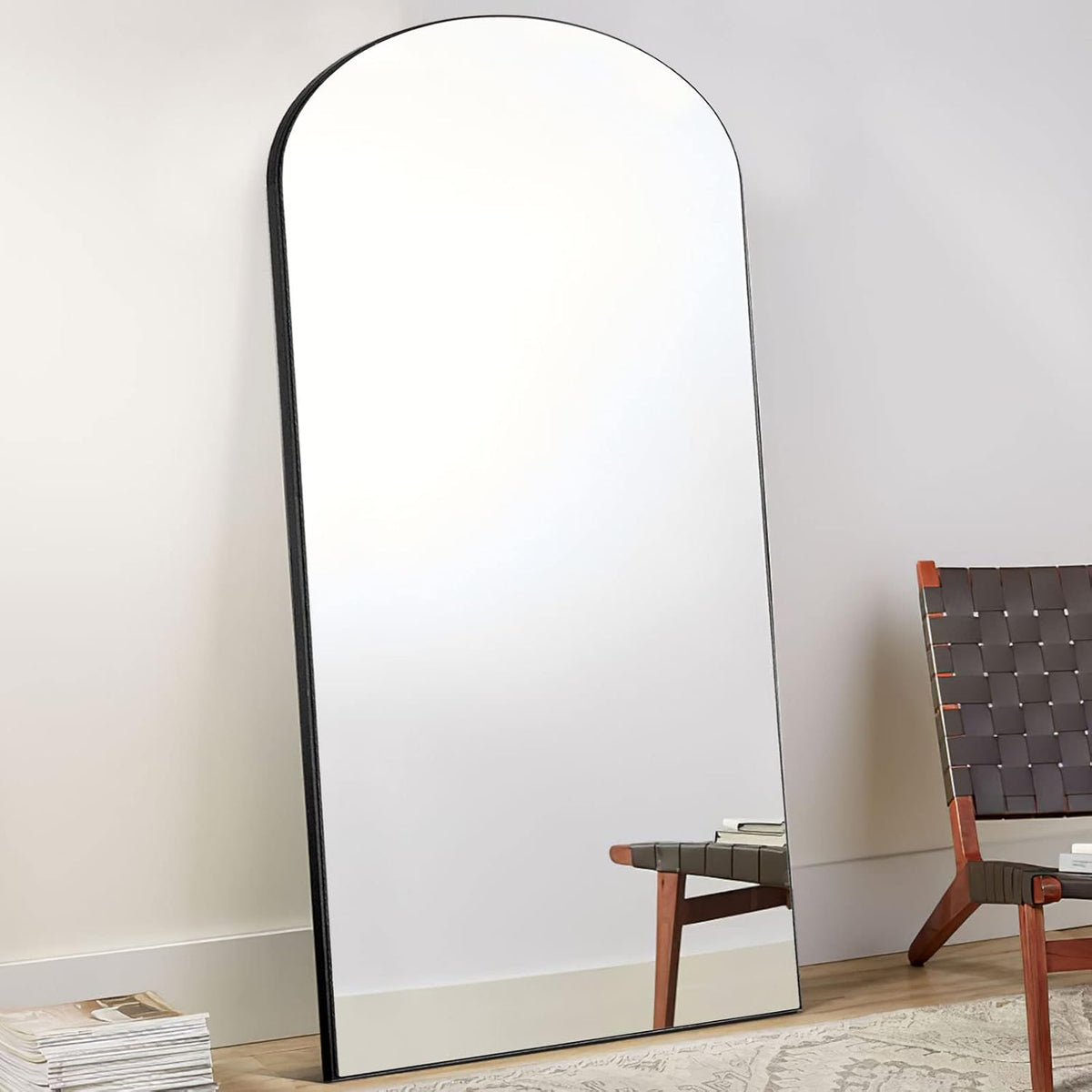 71''x31'' Black Arched Floor Mirror P434603