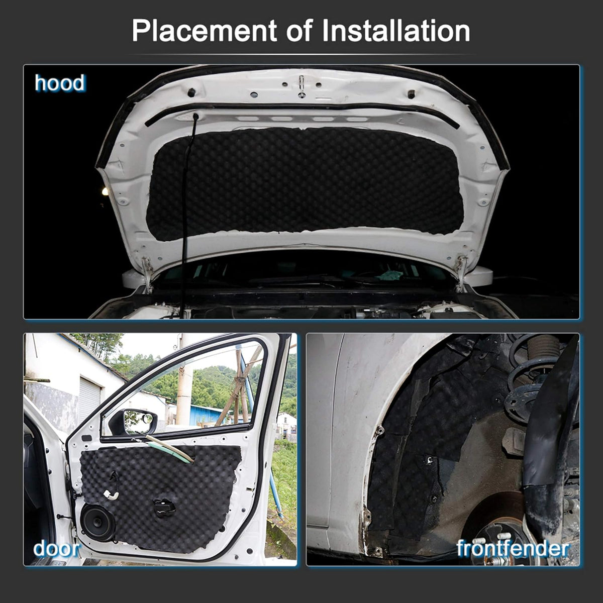 Car Sound Acoustic Absorption Heatproof Foam Mat 118.1x39.4 E797
