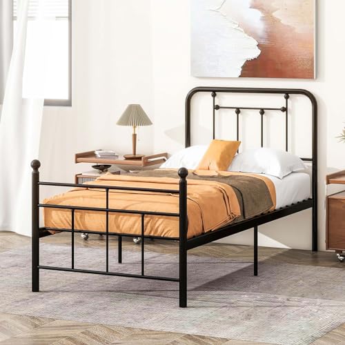Twin Size Metal Headboard Black Steel G744532