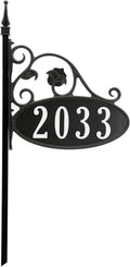 Handcrafted Double-Sided Reflective Address Sign with Pole F2903