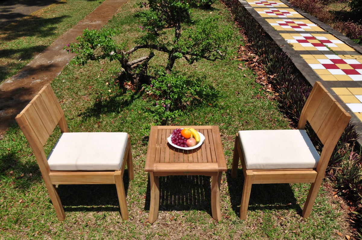 Teak 2 Seater 3 Pc Dining Set with Side Table and 2 Armless Chairs Y76508