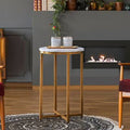 Gold Round Metal and Marble Accent Table I14323