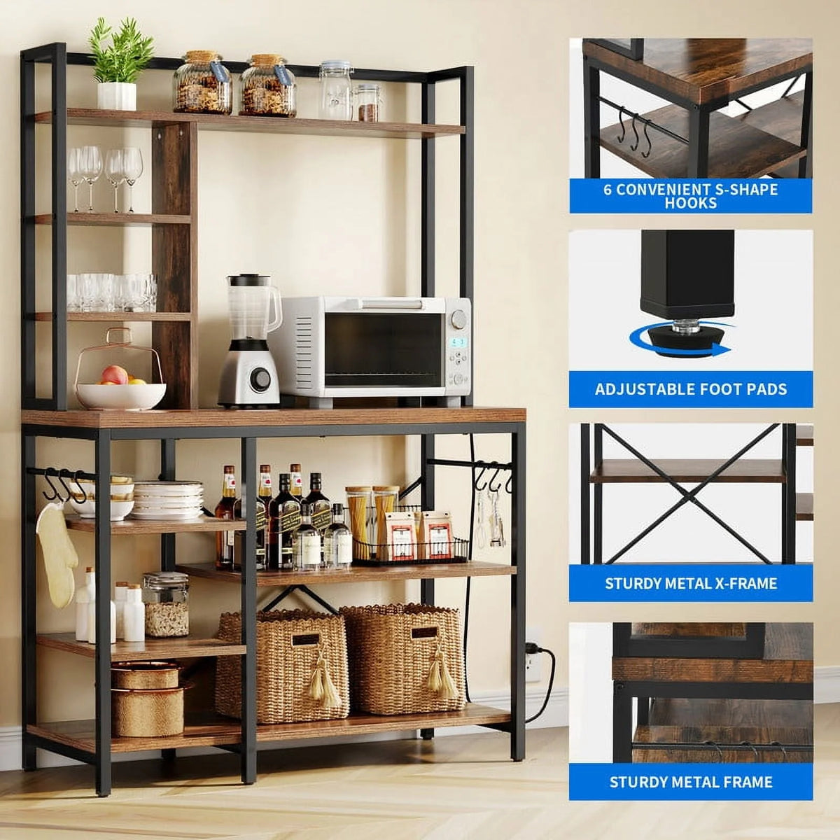 8 Tier Kitchen Bakers Rack with Power Outlets G630999