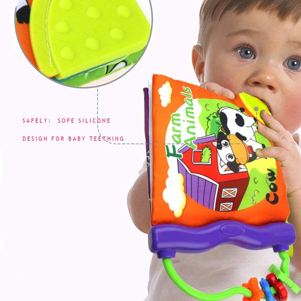 Soft Cloth Book with Teether Rings Infant Developmental Toy L583