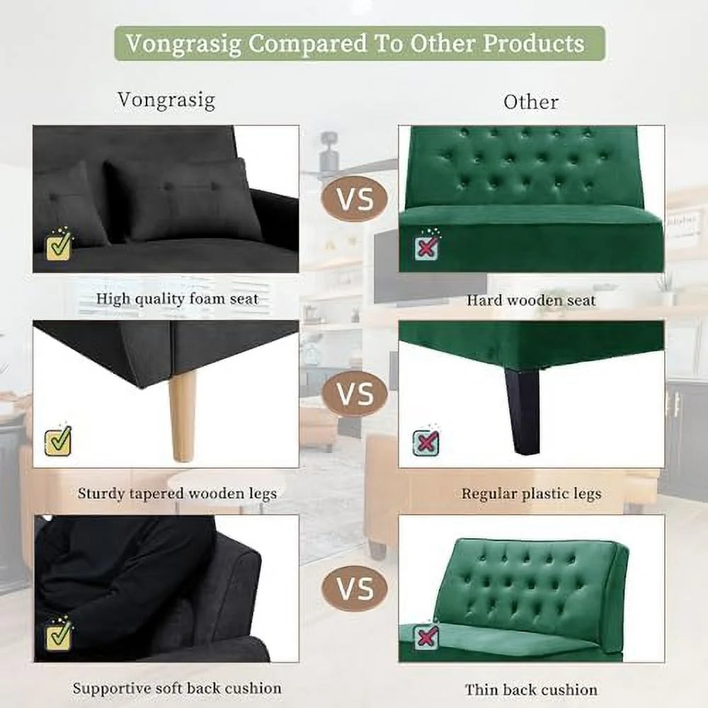 47" Small Modern Loveseat Sofa Linen Fabric 2-Seat Sofa Couch G455413