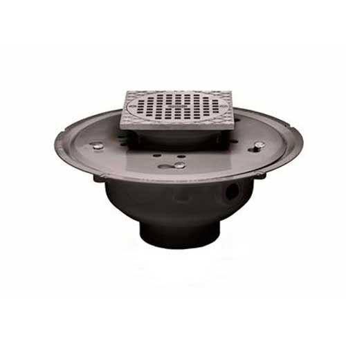6x22 PVC Adjustable Commercial Drain with Brass Grate & Round Ring J36468