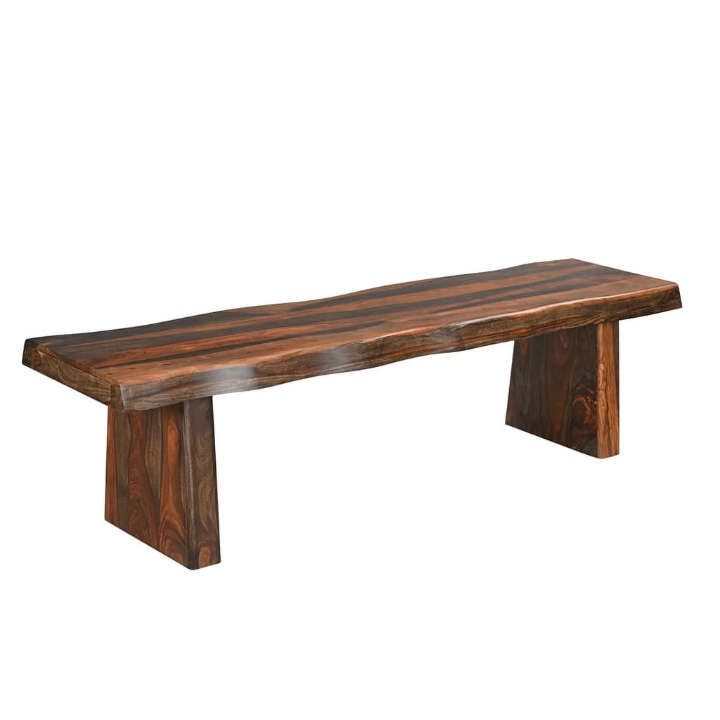 68" Live Edge Solid Wood Dining Bench in Dark Brown K45874