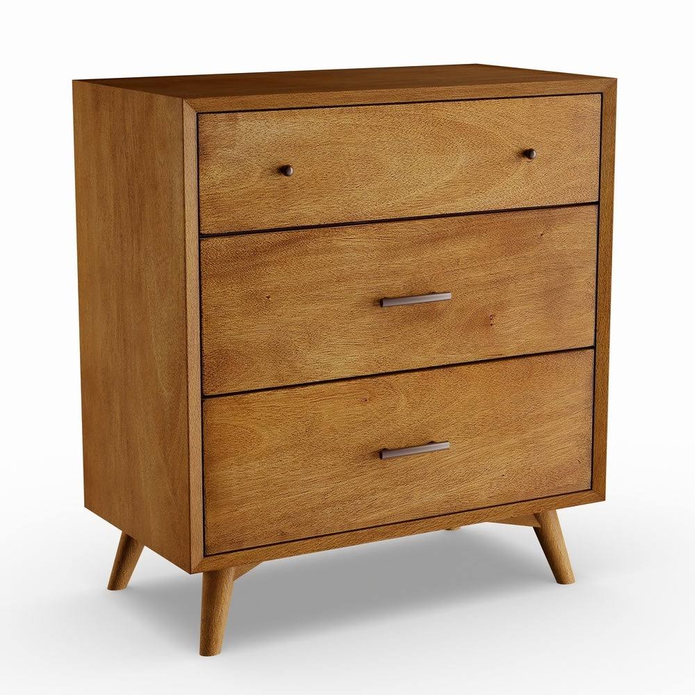 Brown Wood 3-Drawer Small Chest O476