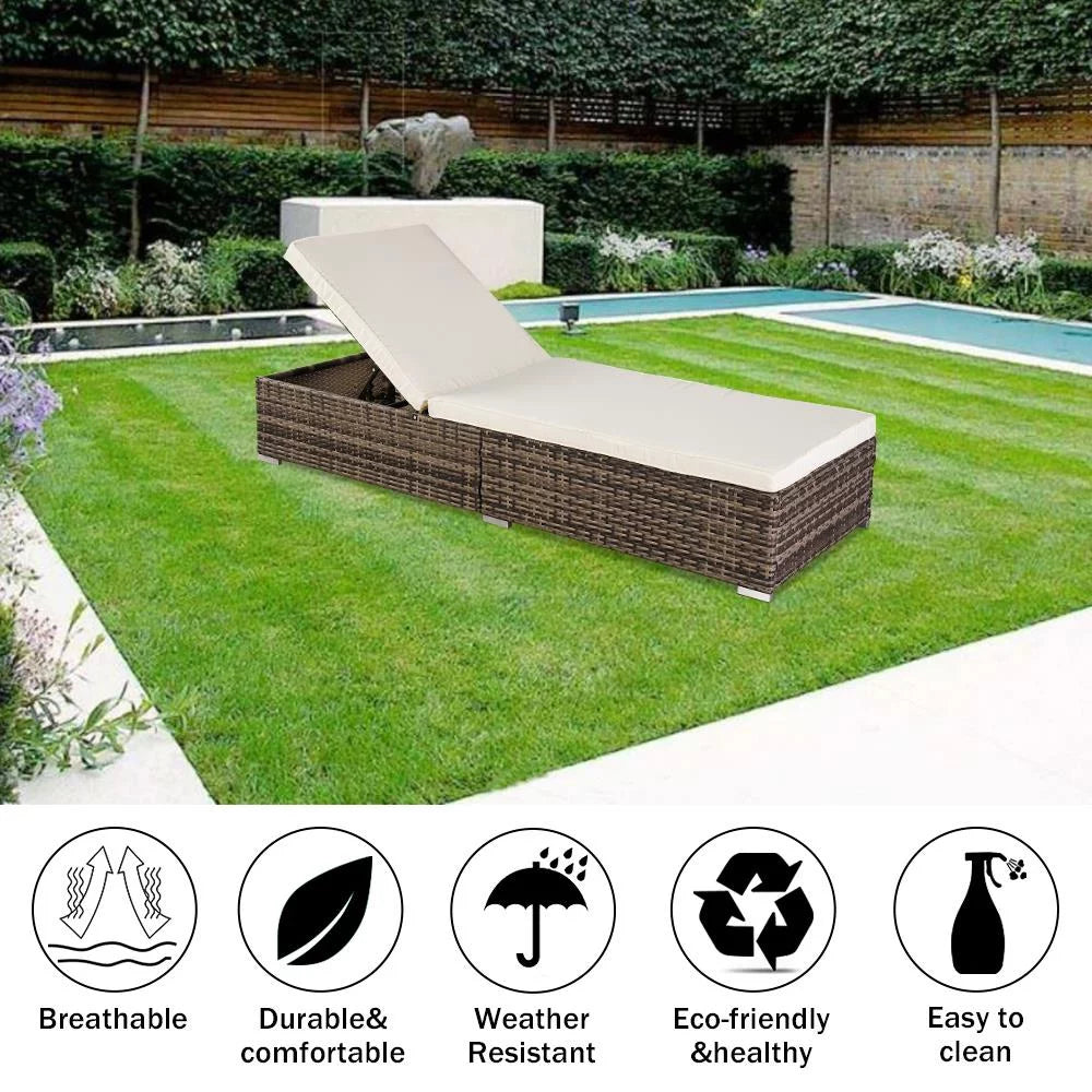 Outdoor Wicker Chaise Lounge With Cushion R689187
