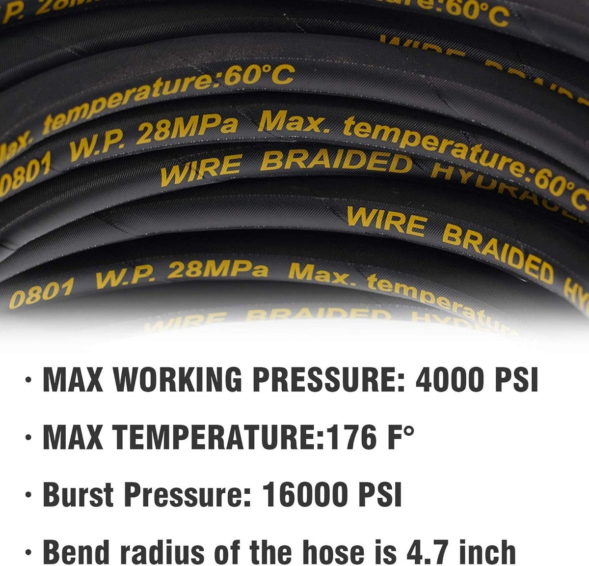 50FT 3/8 Quick Connect 4000 PSI Wire Braided Pressure Washer Hose K5638