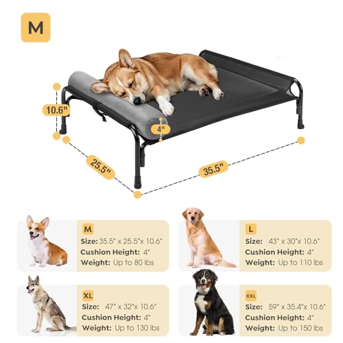 Large Elevated Dog Bed with Removable Headrest Bolster J4884