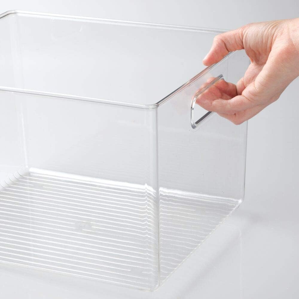 Clear Stackable Plastic Storage Organizer Bin with Handle 8 Pack G25938