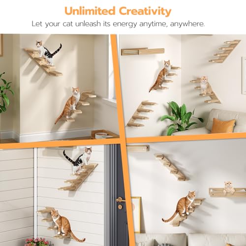 Wood Wall Mounted Cat Wall Shelves Set of 2 L601629