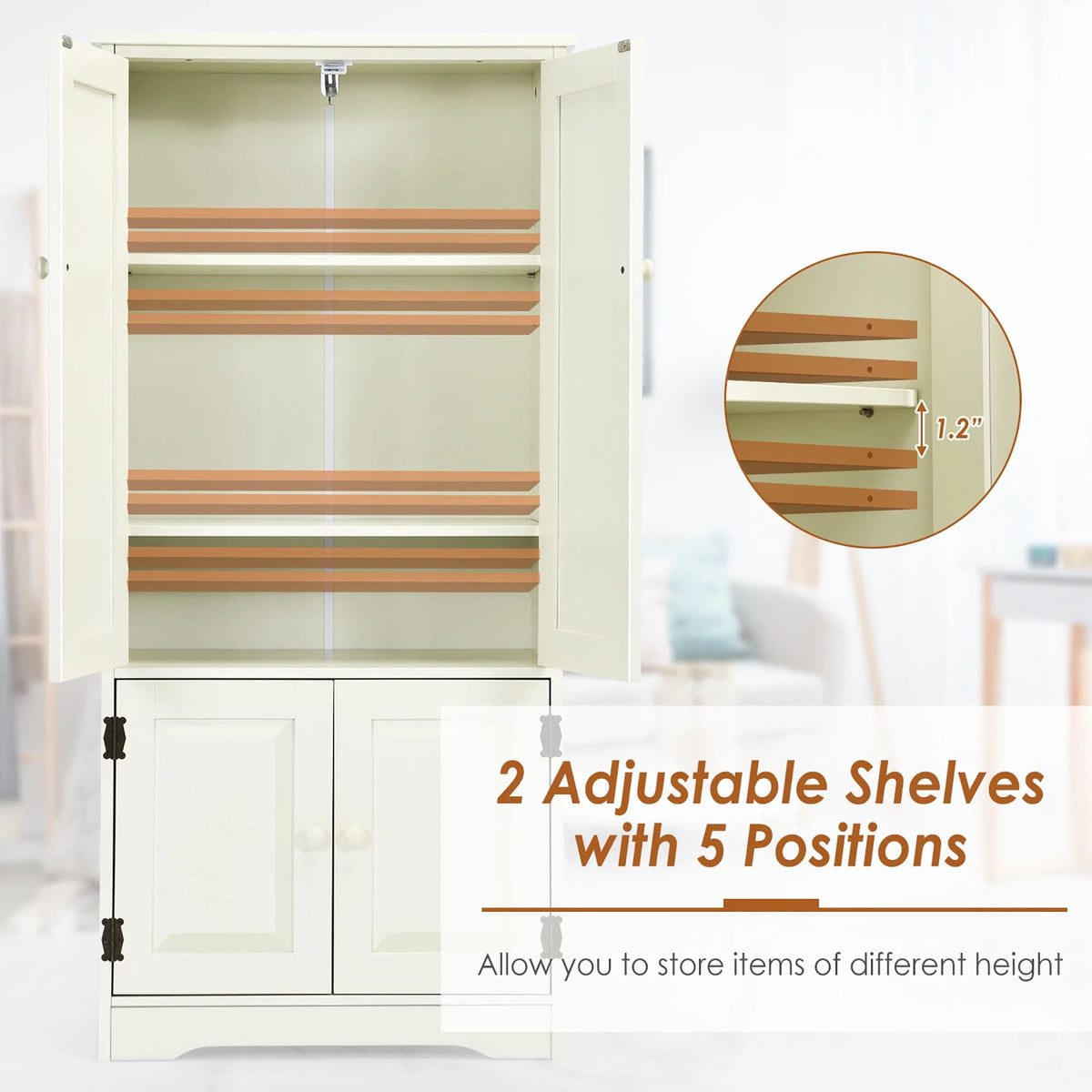 White 2-Door Accent Storage Cabinet with Adjustable Shelves Q7911