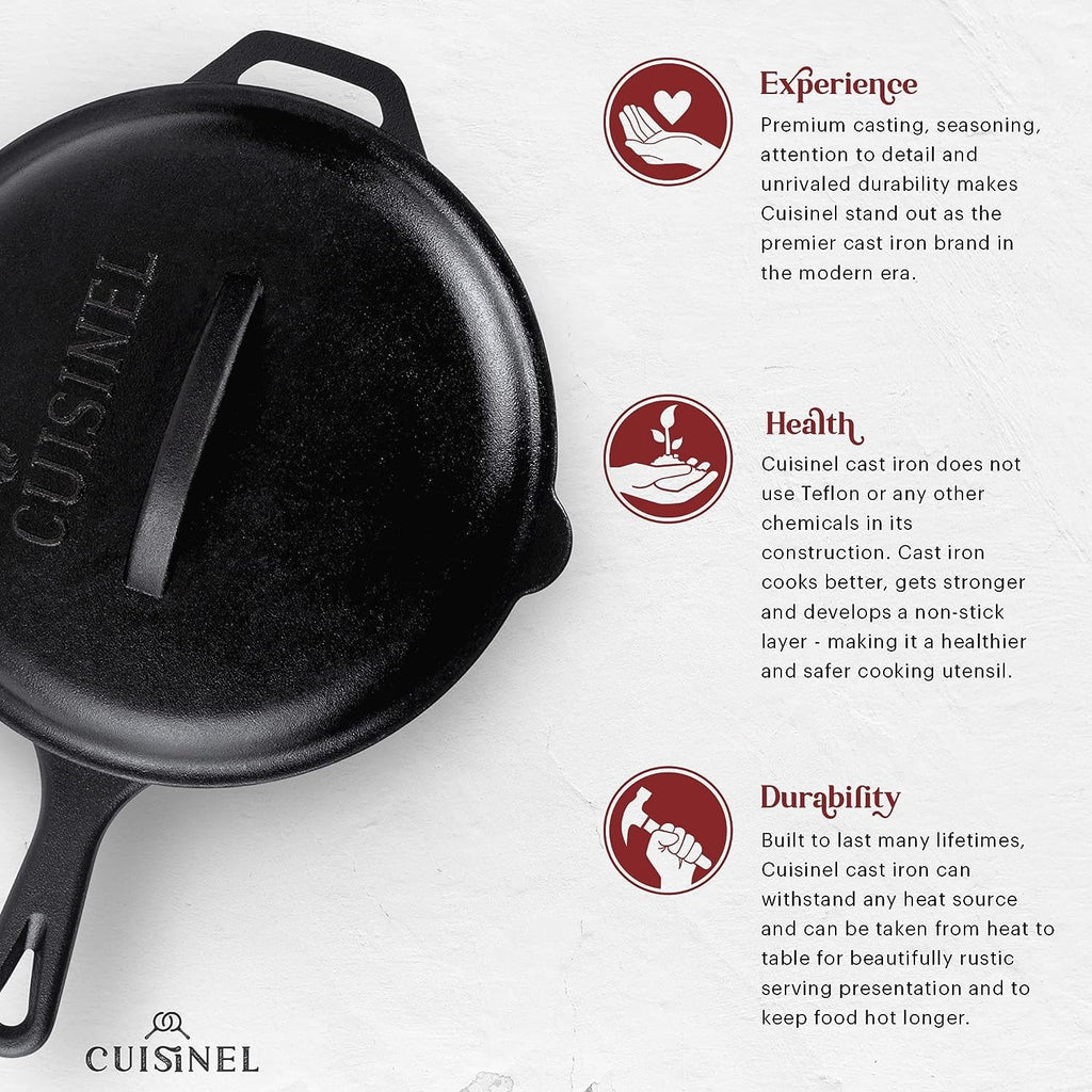 Pre-Seasoned Cast Iron Skillet Set with Lids O79836