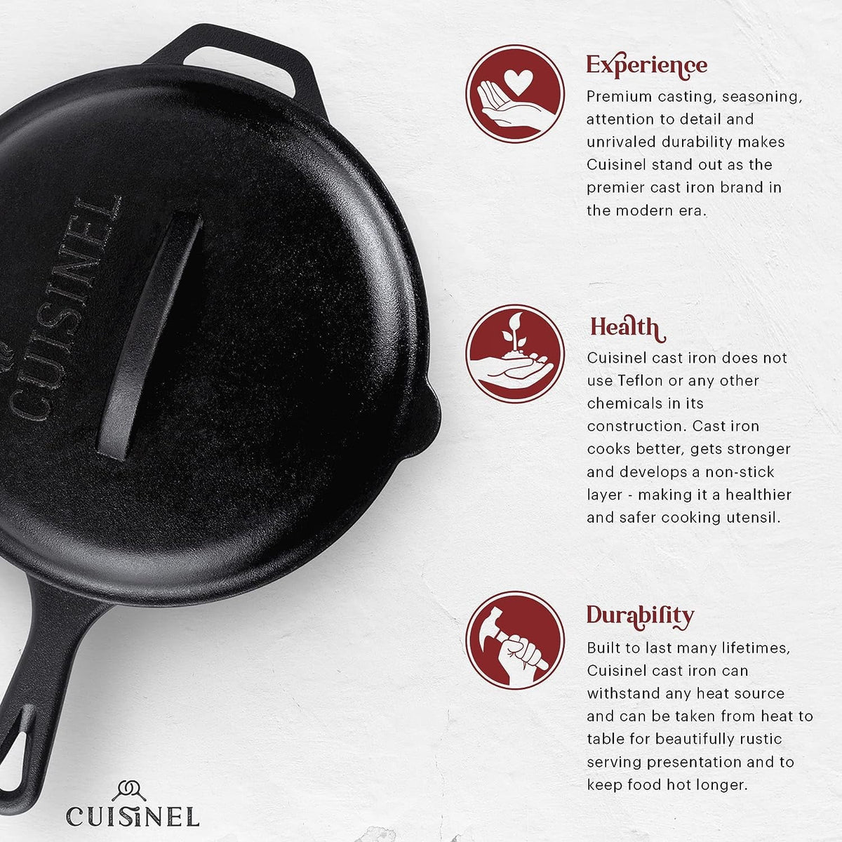 Pre-Seasoned Cast Iron Skillet Set with Lids O79836