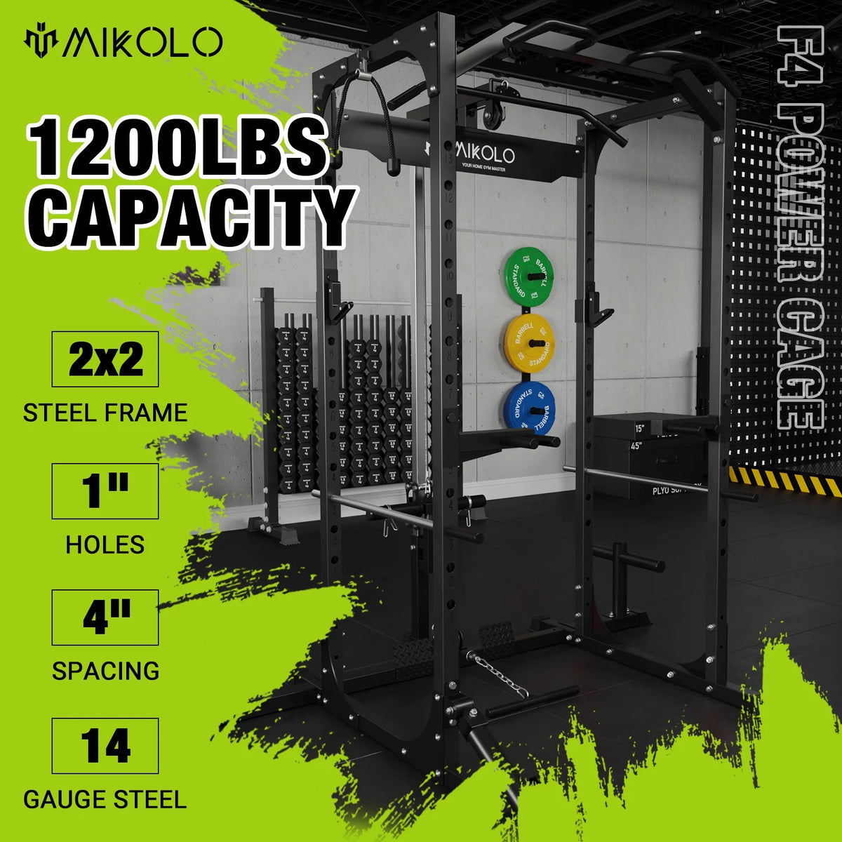 1200LBS Capacity Power Rack with LAT Pulldown System N9474