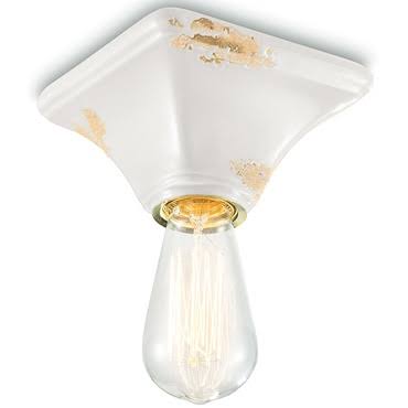 Vintage White Square Canopy Ceiling Light Fixture N435095