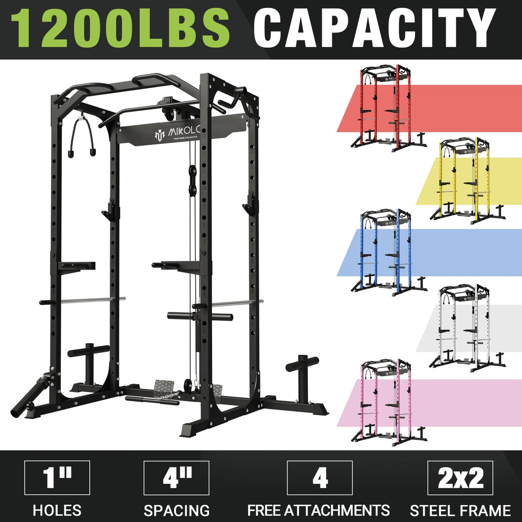 1200LBS Capacity Power Rack with LAT Pulldown System N9474