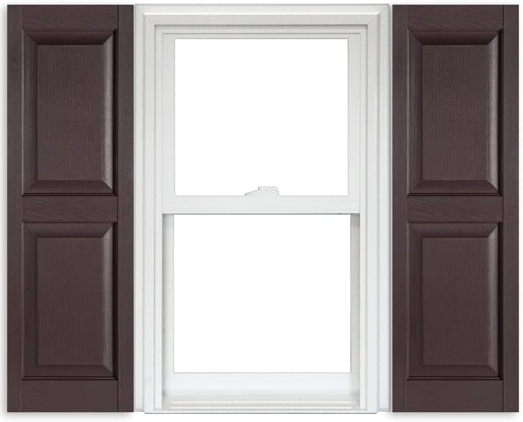 White Vinyl Raised Panel Shutters 15 Inch x 51 Inch Pack of 2 F29527