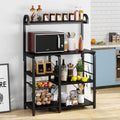 35.5 inches Industrial Kitchen Cart with Wire Basket and 6 Hooks N5157