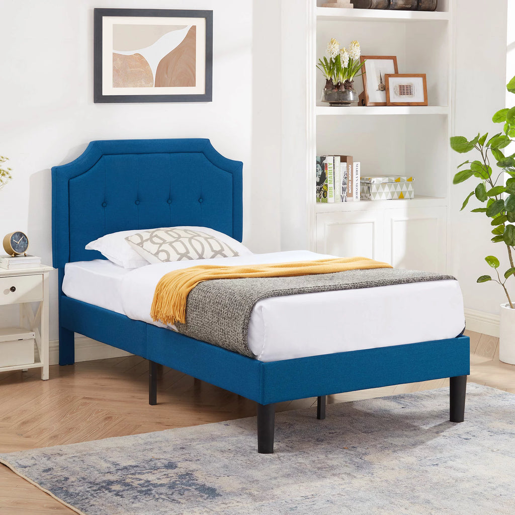 Twin Upholstered Platform Bed Frame with Adjustable Headboard U876693