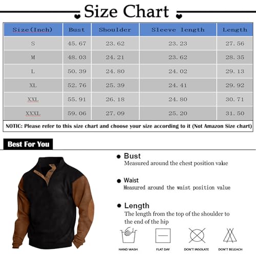 Men's Casual Stand Collar Sweatshirt Button Up Loose Single Breasted Sweaters with Elbow Patches Q868