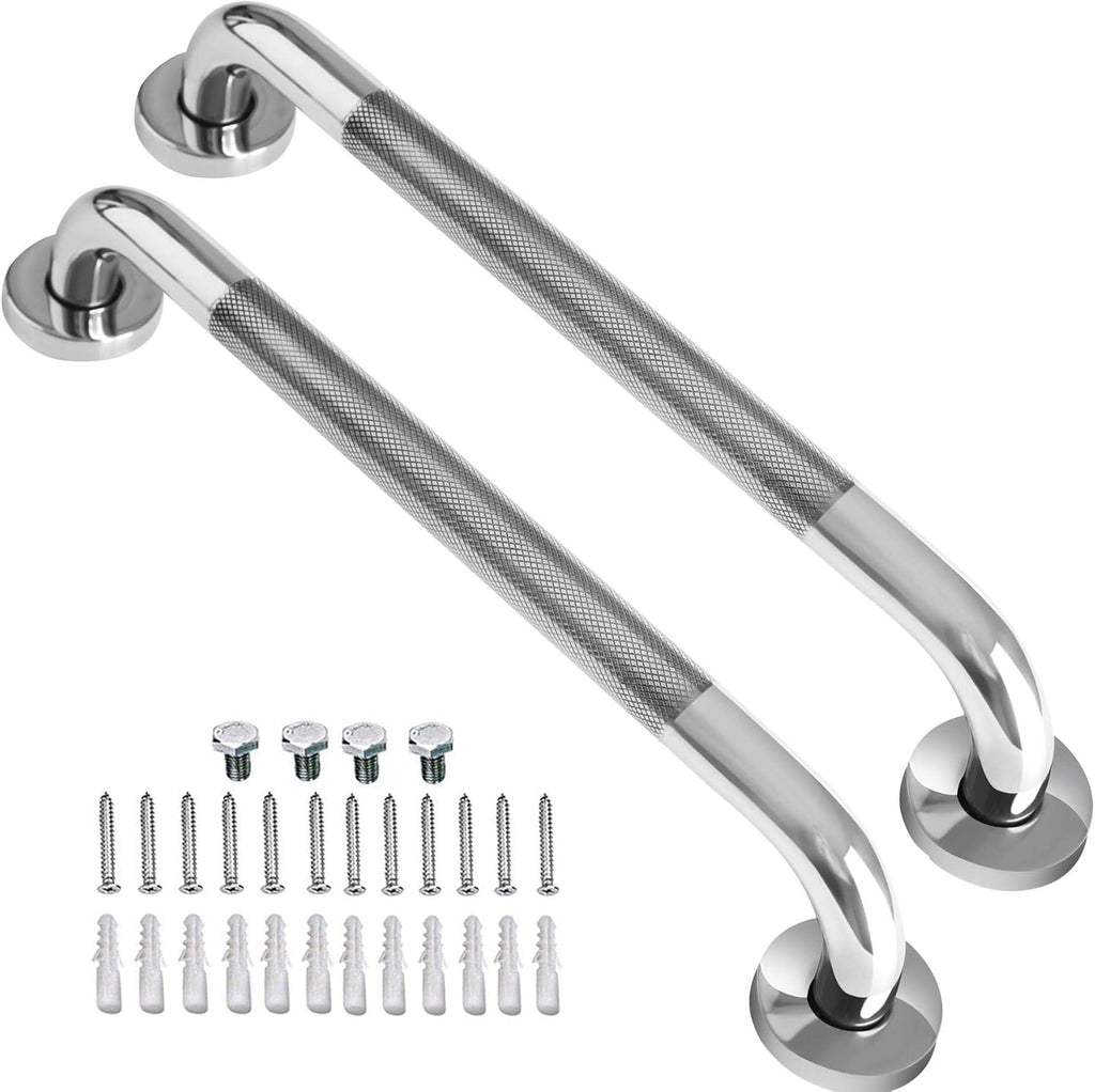 2 Pack 24 Inch Chrome Stainless Steel Shower Grab Bar I628012