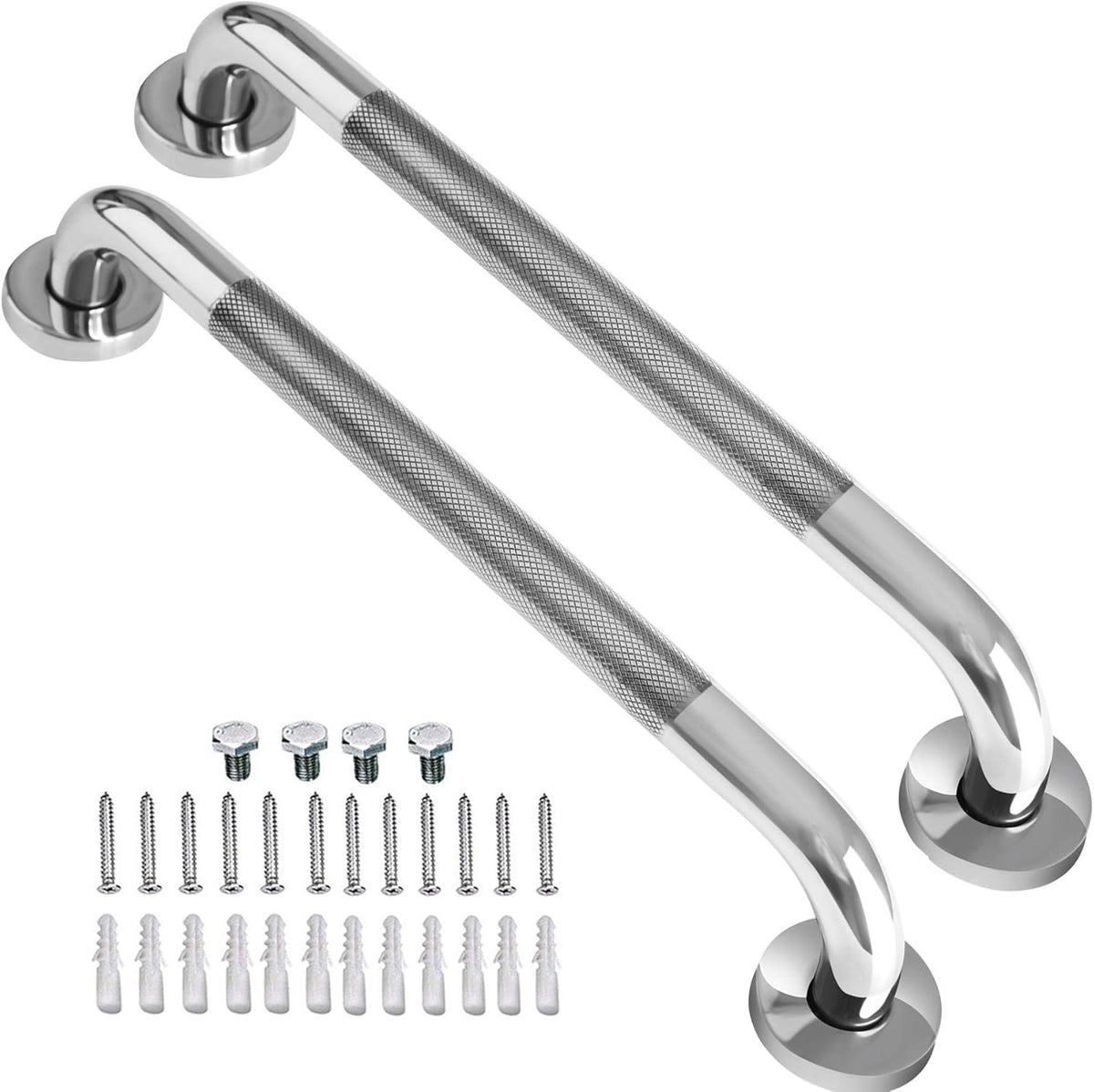 2 Pack 24 Inch Chrome Stainless Steel Shower Grab Bar I628012