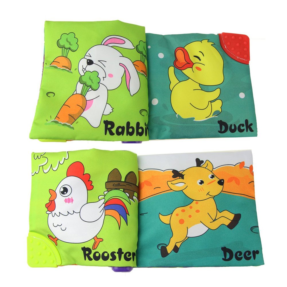 Soft Cloth Book with Teether Rings Infant Developmental Toy L583