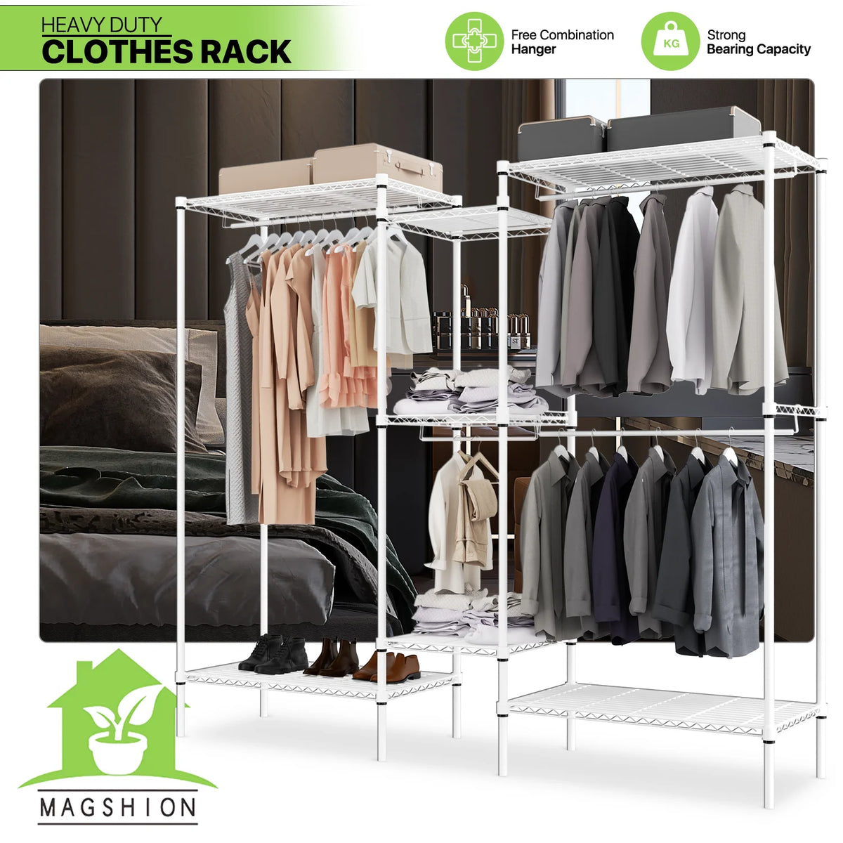 White Carbon Steel Freestanding Clothes Rack G6346