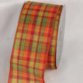 Orange and Green Tartan Wired Craft Ribbon 40 Yards J94653