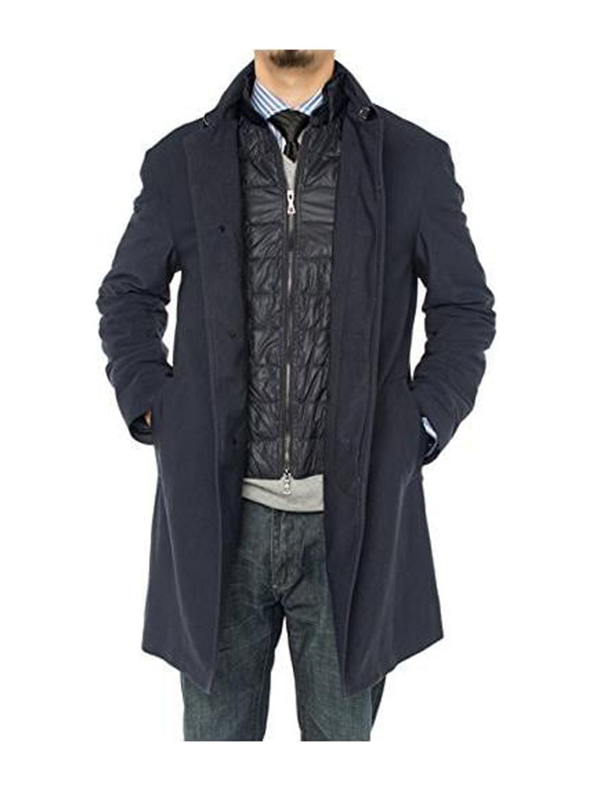 Navy Blue Insulated Coat X661