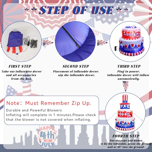 6 FT Inflatables Cake with LEDs Patriotic Decor L4383