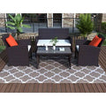 4 Pieces All-Weather Rattan Seating Set Brown G4507