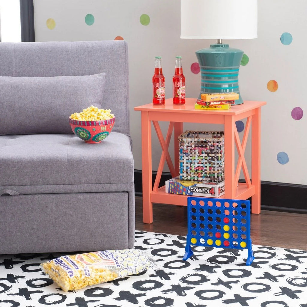 Coral Painted Side End Table E99276